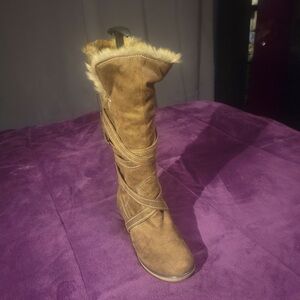 Diba Brown faux Suede faux Fur-Trimmed Boots